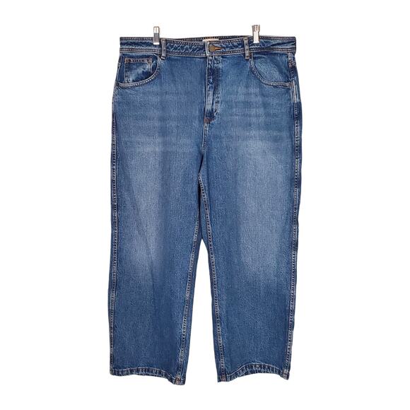 Sezane Le Crop Jeans High Rise Wide Leg Cropped Blue Denim Wash 48 US 16 - Picture 2 of 9